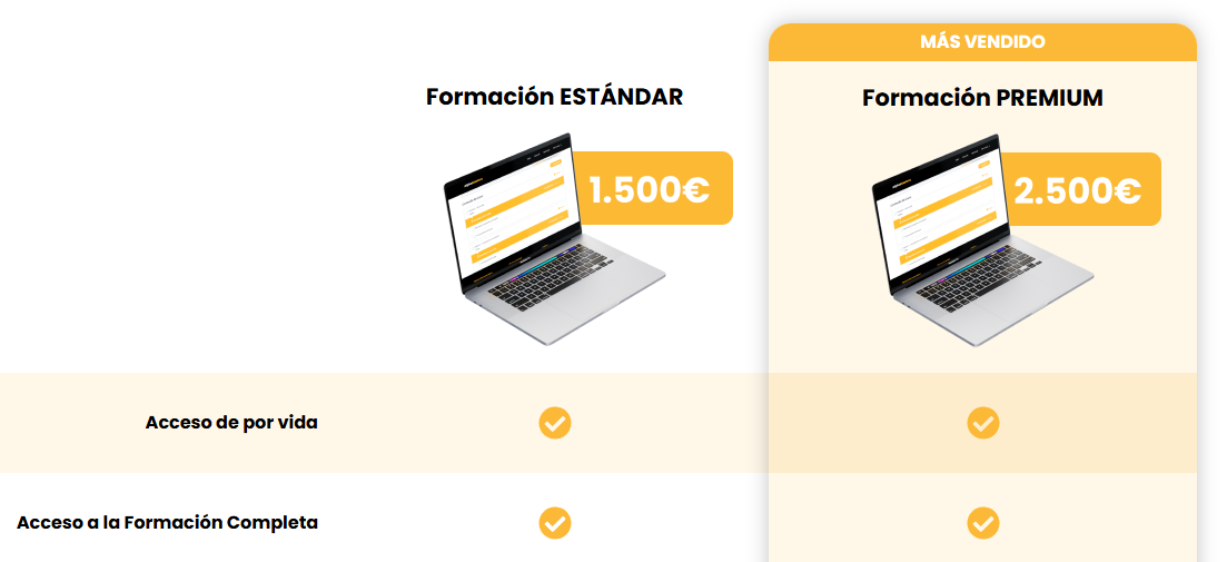 Los precios del curso van de 1.500 a 2.500 euros según la formación